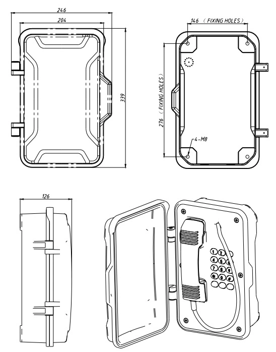 Weatherproof Tunnel SIP Telephone with Horn, Rugged Industrial Broadcasting VoIP Telephone